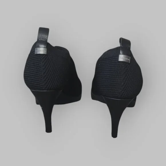 Calvin Klein "Massey" Women's Peep-Toe Bootie Heels Fabric Stretch Black Size 5 - Picture 4 of 8